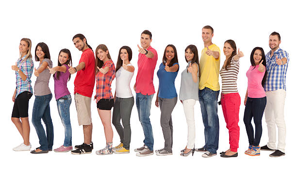 istock Group of students standing in a row. 175512884