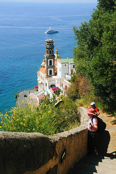 Hiking the Amalfi Coast Hiking the Amalfi Coast from Amalfi through Atrani to Ravello praiano photos stock pictures, royalty-free photos & images