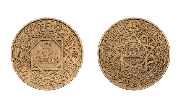 5 프랑 동전, 항공, 1946 - currency franc sign morocco africa 뉴스 사진 이미지