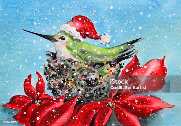 Kolibri At Home Für Die Feiertage Stock Vektor Art und mehr Bilder von Aquarell - Aquarell, Weihnachten, Vogel