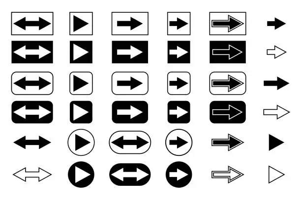 Vector illustration of Collection of traffic style arrows - Vector Illustration
