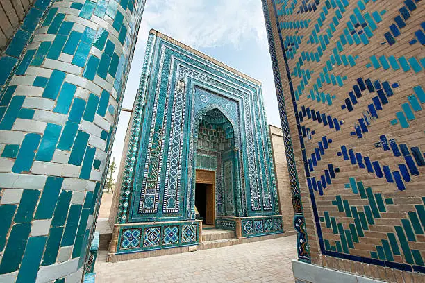 "Beautiful Shah-I-Zinda Mausoleums in Samarkand, Uzbekistan"