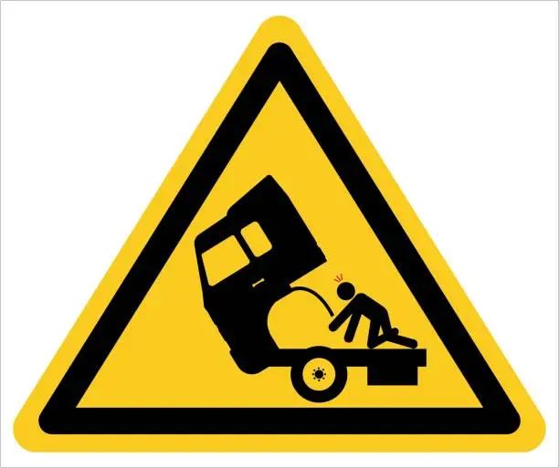 Vector illustration of The crushing hazard is away from the raised cabin.