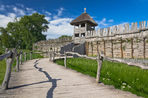 Reconstructed settlement of ancient Slav, Biskupin, Wielkopolska, Poland