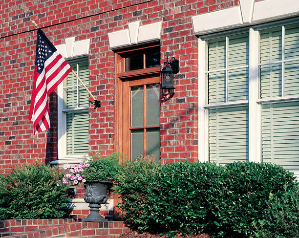 istock Front Porch with an American Flag 175514817
