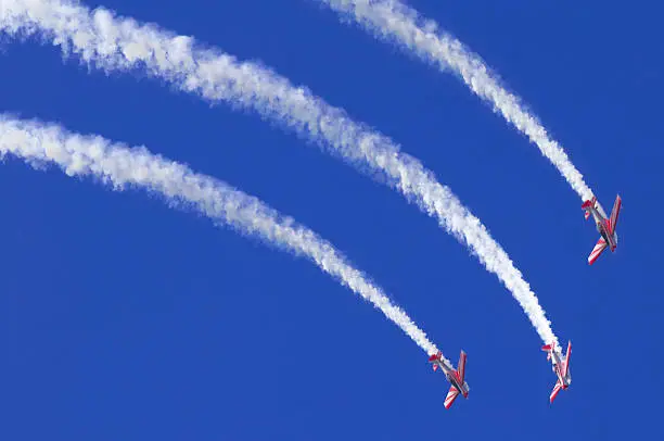 Three airplanes during an airshow