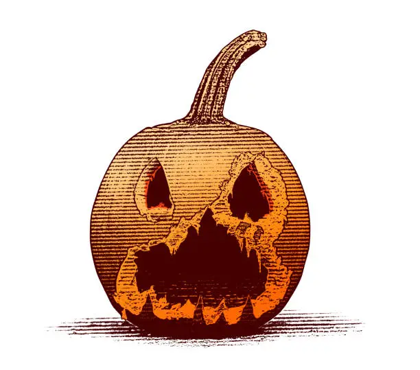 Vector illustration of Spooky Gothic Style Jack O' Lantern