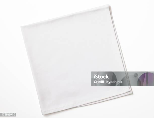 Isolated Shot Of Folded White Napkin На Белом Фоне — стоковые фотографии и другие картинки Салфетка - Салфетка, Ткань, Белый