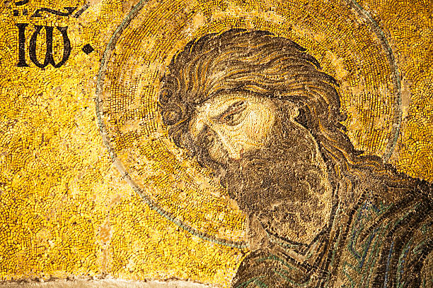 Mosaic of Saint John the Baptist Mosaic of Saint John the Baptist in the Hagia Sophia, Istanbul, Turkey.  St john stock pictures, royalty-free photos & images