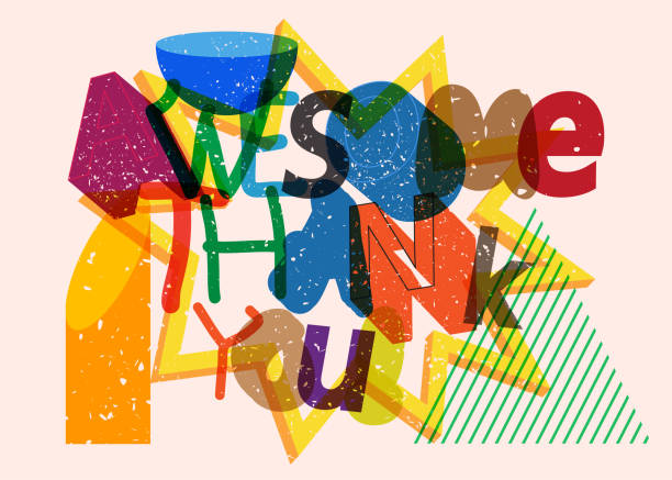 istock Risograph Awesome Thank You Phrase with geometric shapes. Word in trendy riso graph design. 1755195246