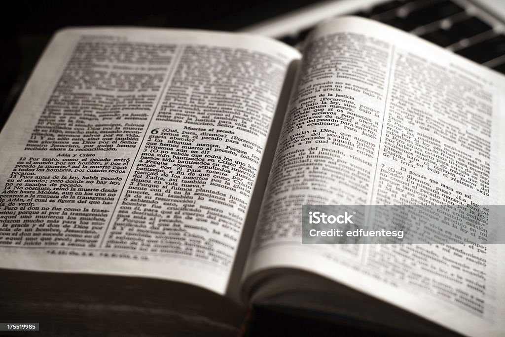Bible A spanish language Bible opened. Bible Stock Photo
