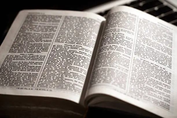 A spanish language Bible opened.
