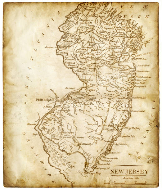 map of new jersey 1806 - combined with grunge paper textures