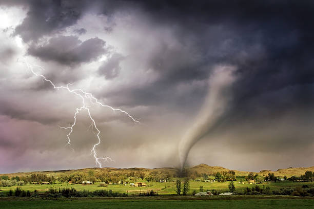 Tornado and Lightning stock photo