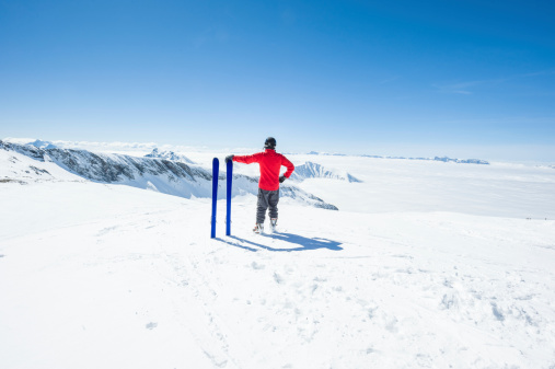 Skier Against Spectacular Mountainscape