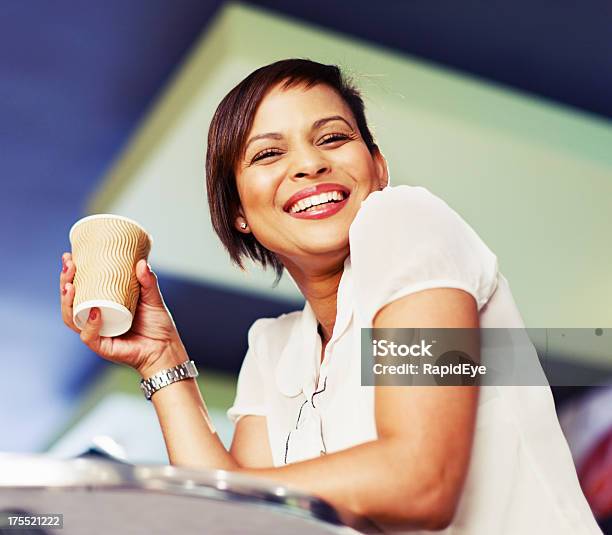 Beautiful Smiling Young Woman With Coffee In Cafe Stock Photo - Download Image Now - 20-29 Years, 30-39 Years, Adult