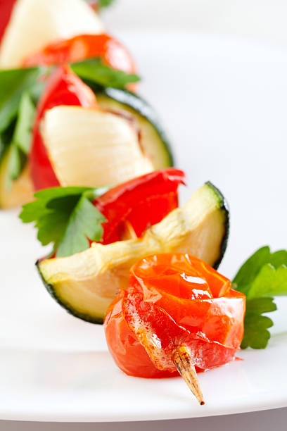 istock Close-up of vegetarian kebab on white plate 175521334