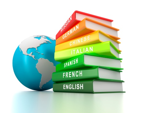 Multilingual  Language Books and a blue globe
