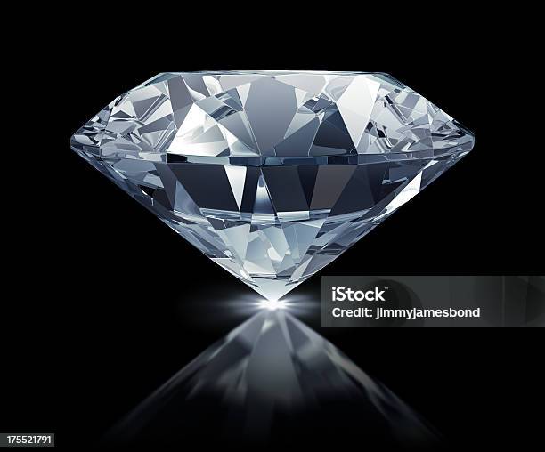 Duża Przezroczysta Diament Na Czarnym Tle - zdjęcia stockowe i więcej obrazów Diament - Diament, W kształcie diamentu, Czarne tło