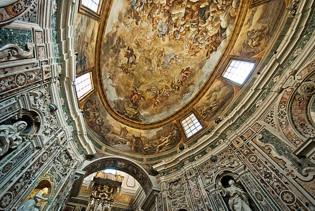 Cathedral of San Cataldo, chapel close-up The cathedral of San Cataldo is a church of Taranto, Italy, initially dedicated to St. Mary Magdalene. It was built by the Byzantines in the second half of the tenth century, during the reconstruction of the city the Emperor Nicephorus II Phocas ordered. taranto stock pictures, royalty-free photos & images