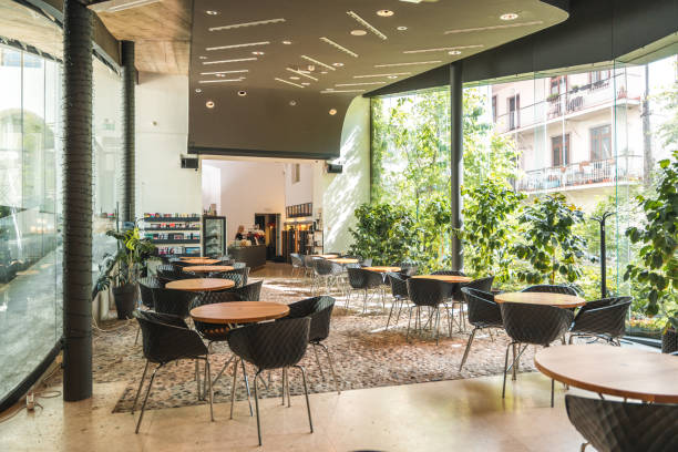 istock Spacious Bistro Terrace With Modern Furniture 1755219730