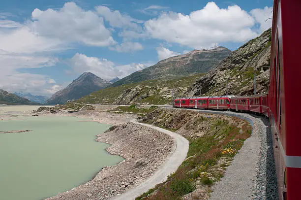 "UNESCO World Heritage line: Bernina Express, Bernina Hospice, Switzerland"