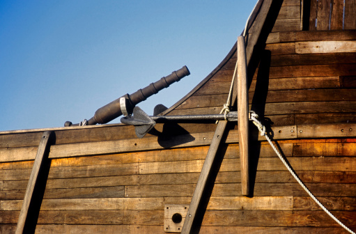 Replica of an old naval cannon in a Portuguese caravel