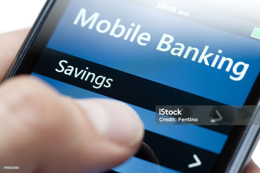 Bankowości mobilnej na Smartphone, zbliżenie - Zbiór zdjęć royalty-free (Bankowość)