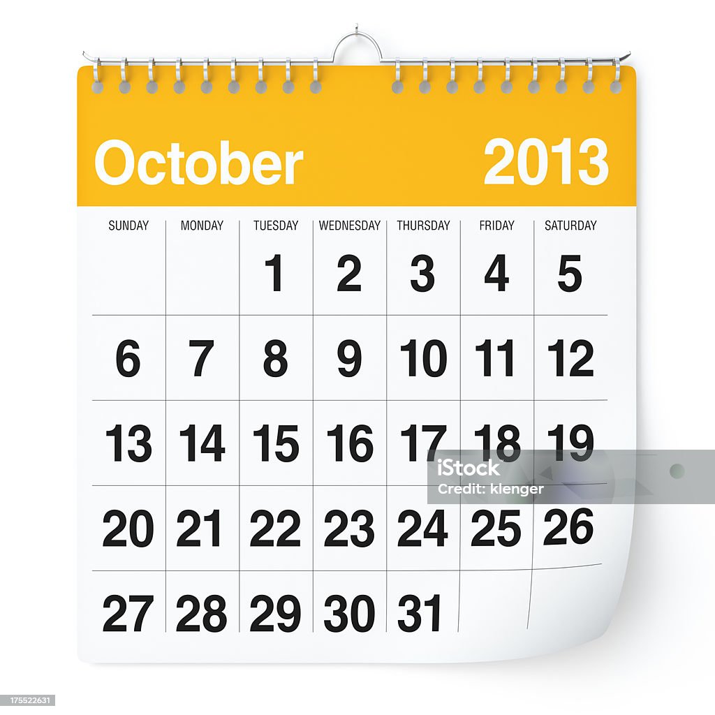Calendário de outubro de 2013 - Foto de stock de 2013 royalty-free
