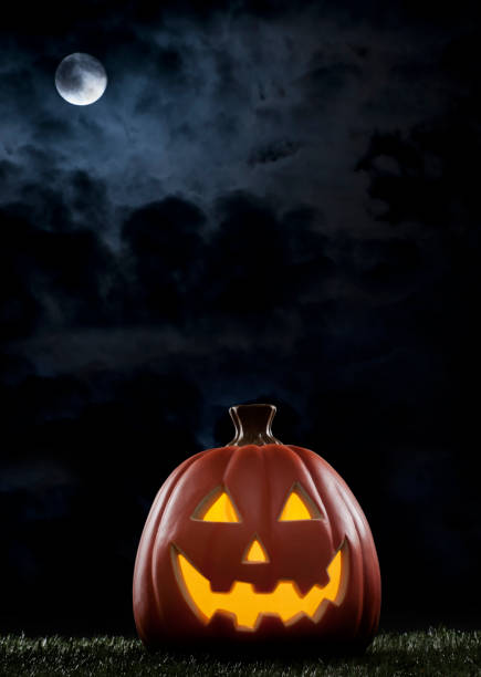 Jack O Lantern Jack O Lantern with full moon and dark sky.  Please see my portfolio for other Halloween related images. jack o lantern photos stock pictures, royalty-free photos & images