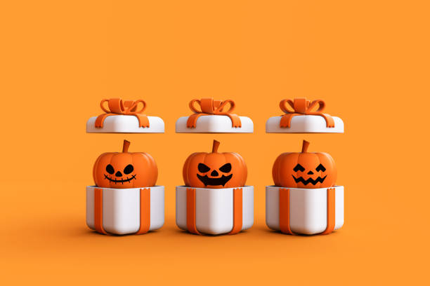 3dcute scarry Halloween pumpkin render isolated in white background
