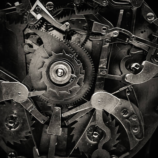 mecanismo de relógio antigo - clockworks machine part gear clock - fotografias e filmes do acervo
