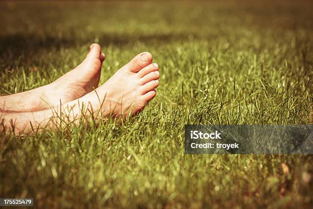 Barefoot In The Grass Stock Photo - Download Image Now - Adult, Adults Only, Autumn