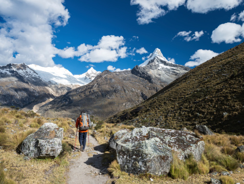 Backpacker in Cordillera Blanca