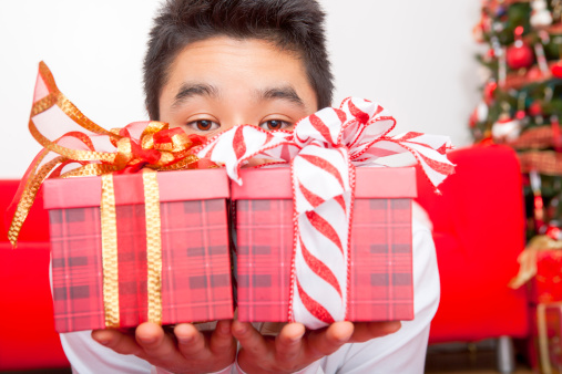 Young male with christmas presents