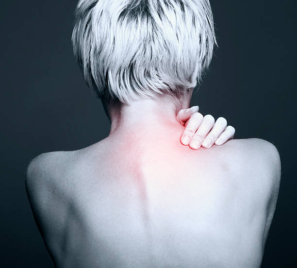ostry ból w szyi u młodych kobiet. - shock frustration damaged inflammation zdjęcia i obrazy z banku zdjęć
