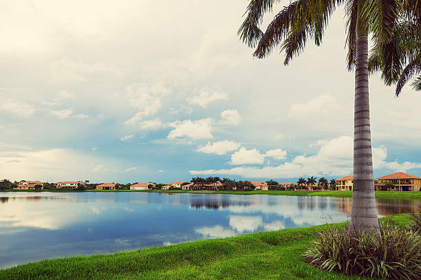 residential community, houses by the lake - south florida