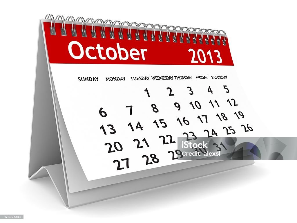 Série de calendário Outubro de 2013 - - Royalty-free 2013 Foto de stock