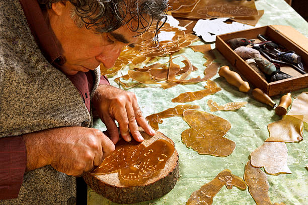 Shadow Puppet Maker Master of the Turkish Shadow Puppet Tradition, Karagoz and Hacivat, hacivat karagoz stock pictures, royalty-free photos & images