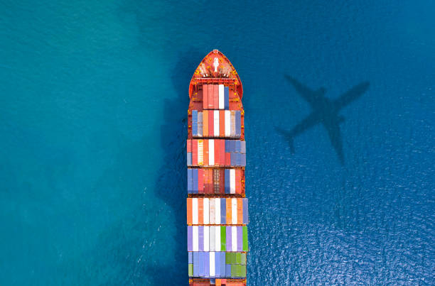 istock Aerial view of container transportation business, import-export, logistics, transportation by large cargo ships international trade concept 1755291032