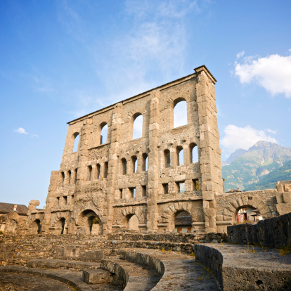 Ruin of roman theatre in Aosta, Italy.