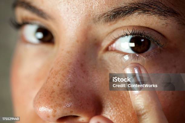 Inserting Contact Lens Stock Photo - Download Image Now - Contact Lens, Lens - Optical Instrument, Lens - Eye