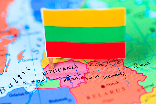 istock Map and flag of Lithuania 175530386