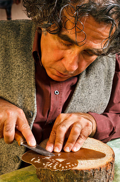 Shadow Puppet Maker Master of the Turkish Shadow Puppet Tradition, Karagoz and Hacivat. hacivat karagoz stock pictures, royalty-free photos & images