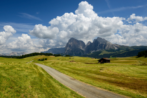 Siusi plateau is the biggest highland in Dolomites. Around 1700-2000 meters altitude is a huge  hay cultivation