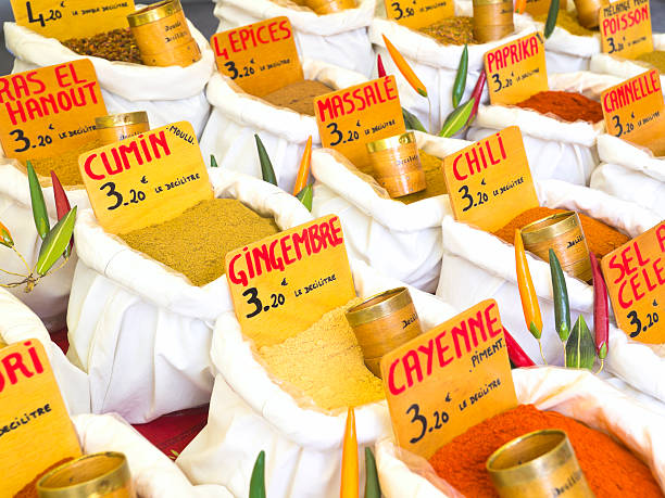 Antibes, France - October 23, 2024: Spices close-up at the market