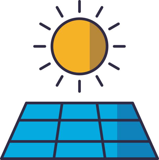 symbol für das solarpanel. sonnen- und solarpanel-symbol - solar power station solar panel sun house stock-grafiken, -clipart, -cartoons und -symbole