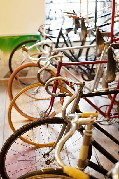 Bicycles parked in a bike shop
