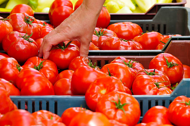 Fresh tomatoes at a street market