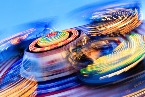 Carrousel in action at a fun fair in Hamburg, Germany. (Hamburger Dom)